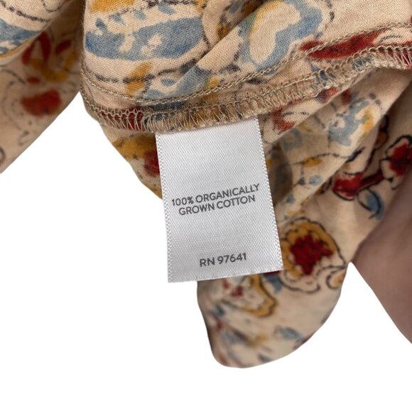 Pure Jill Womens Petite M Floral Print Boho Top 100% Organic Cotton Boxy Dolman - Picture 9 of 13